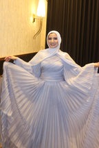 Safa Wrap Pleated Flare Sleeve Maxi Dress