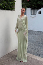 Sara Lace Trim Chiffon Kaftan Maxi Dress