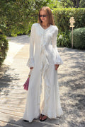 Zaral Ruffle Lace Flare Sleeve Maxi Dress
