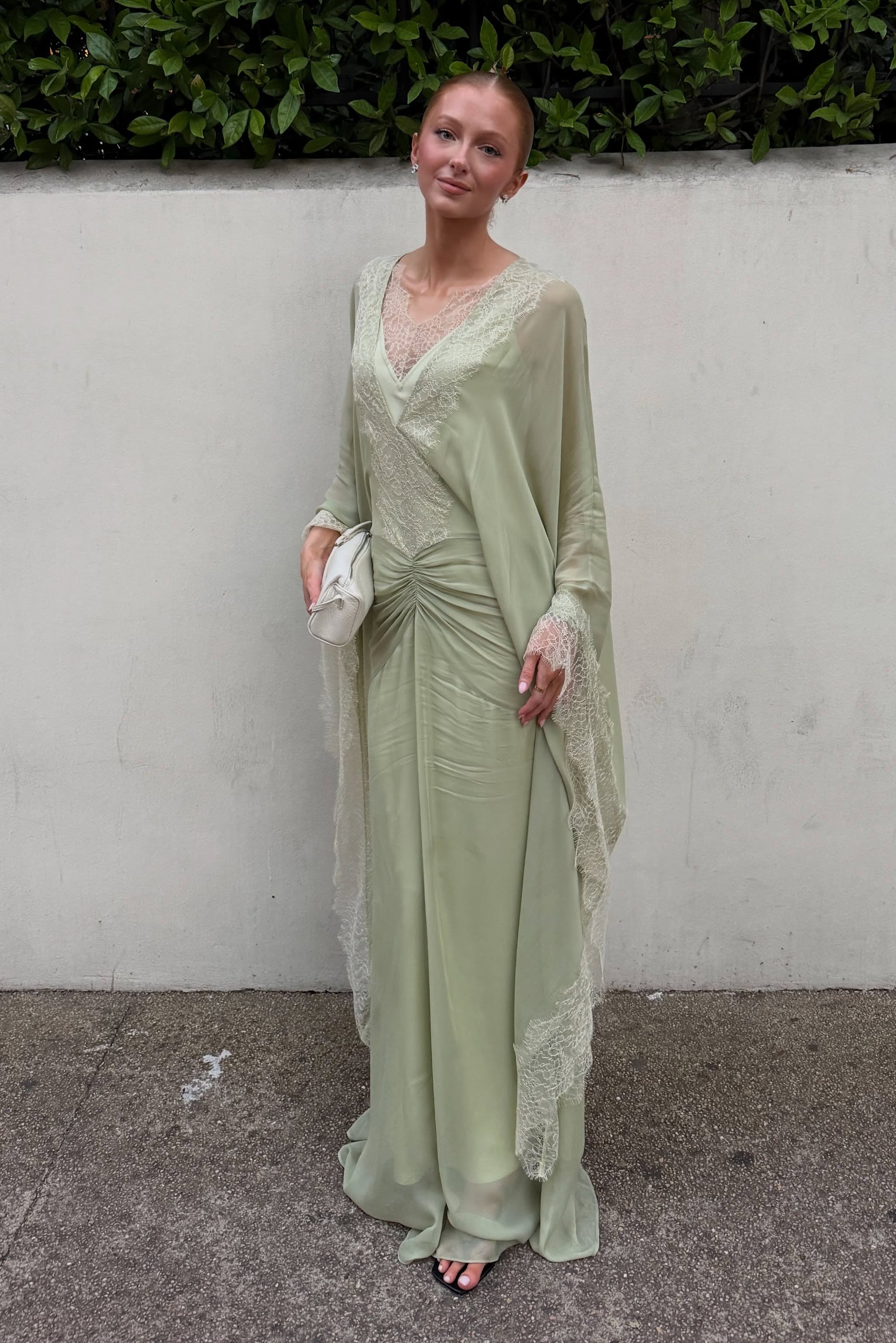 Sara Lace Trim Chiffon Kaftan Maxi Dress
