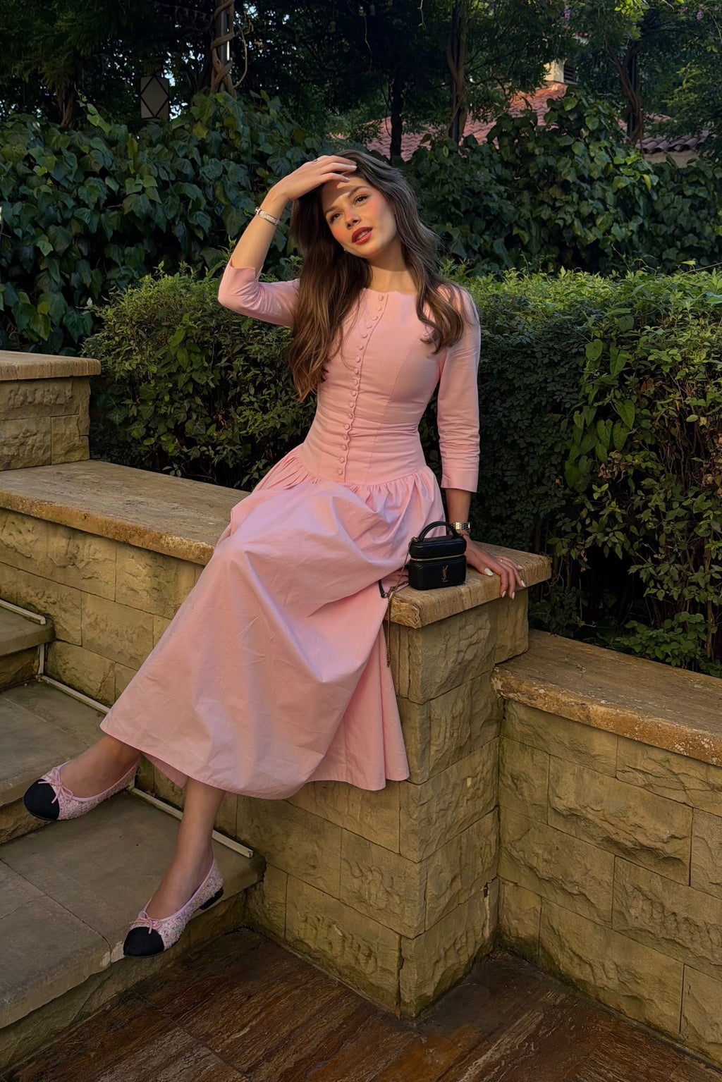 Elara Button Front Fit Flare Midi Dress