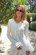 Zaral Ruffle Lace Flare Sleeve Maxi Dress