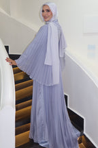 Safa Wrap Pleated Flare Sleeve Maxi Dress