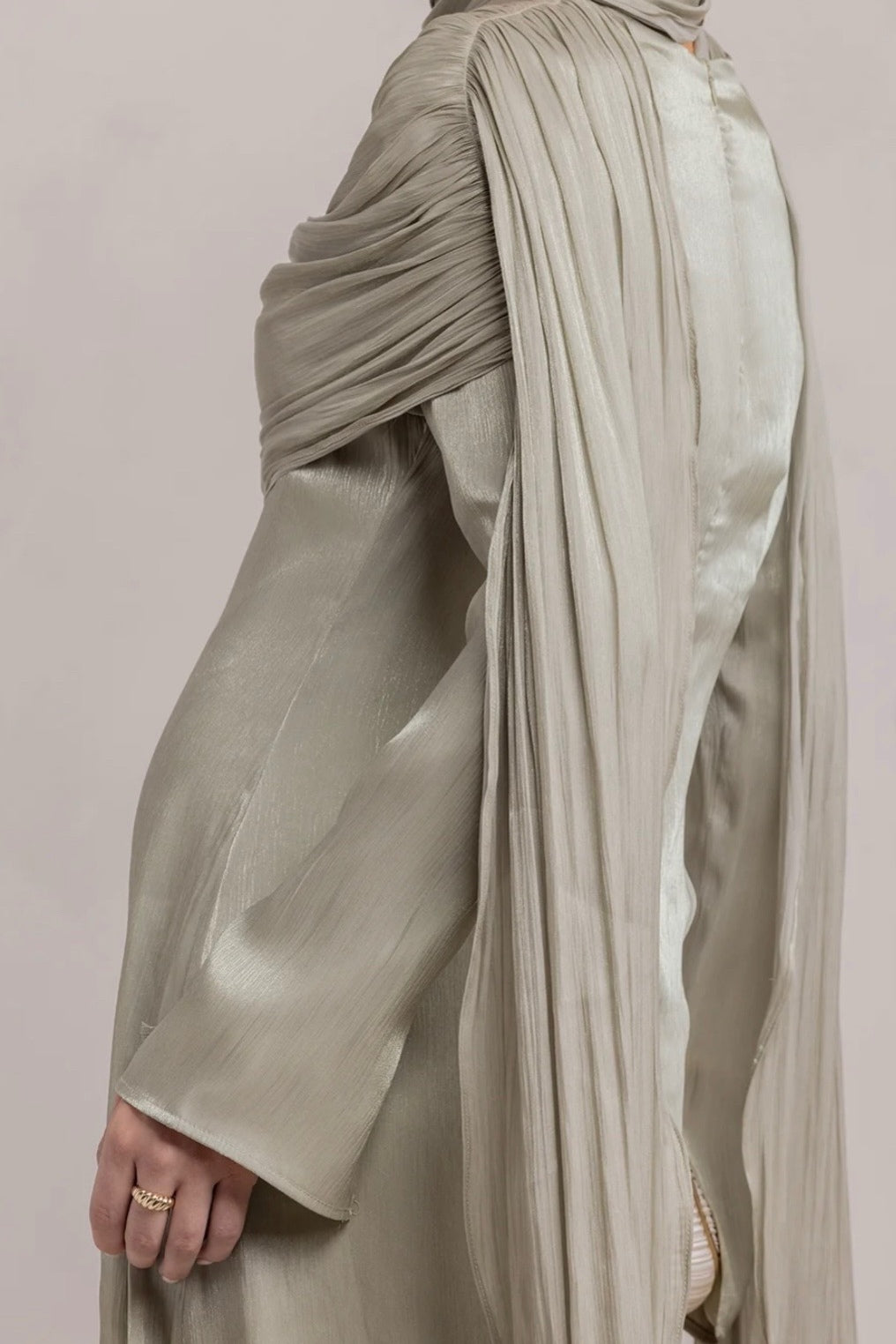 Zaina Crinkle Cape Shimmer Satin Abaya