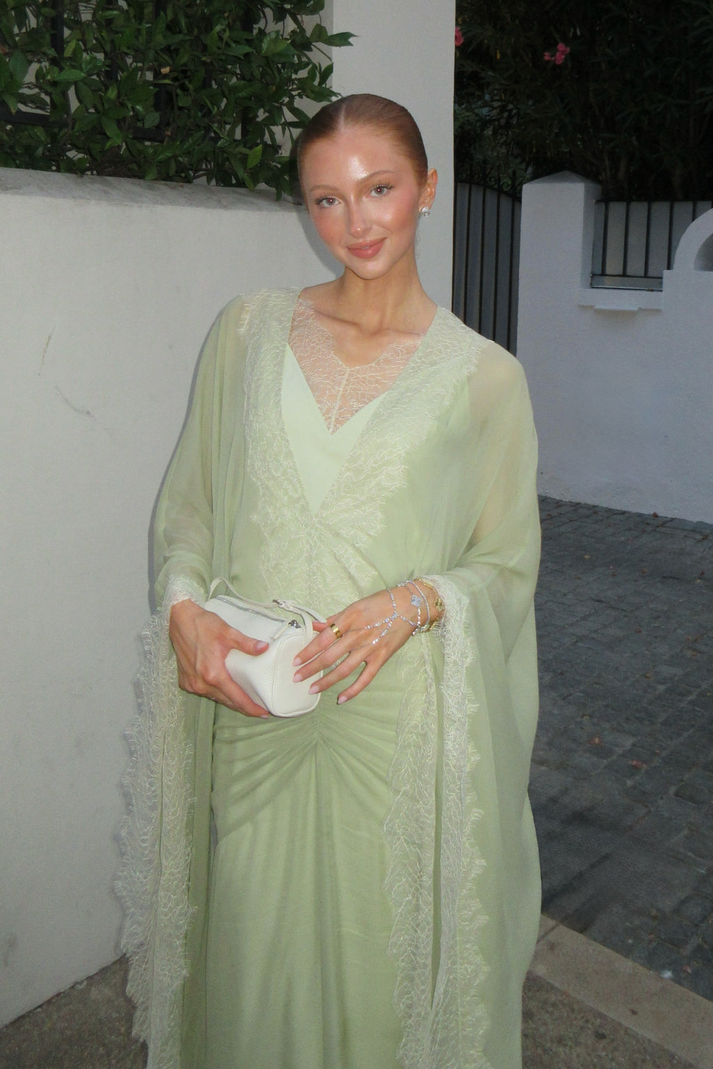 Sara Lace Trim Chiffon Kaftan Maxi Dress