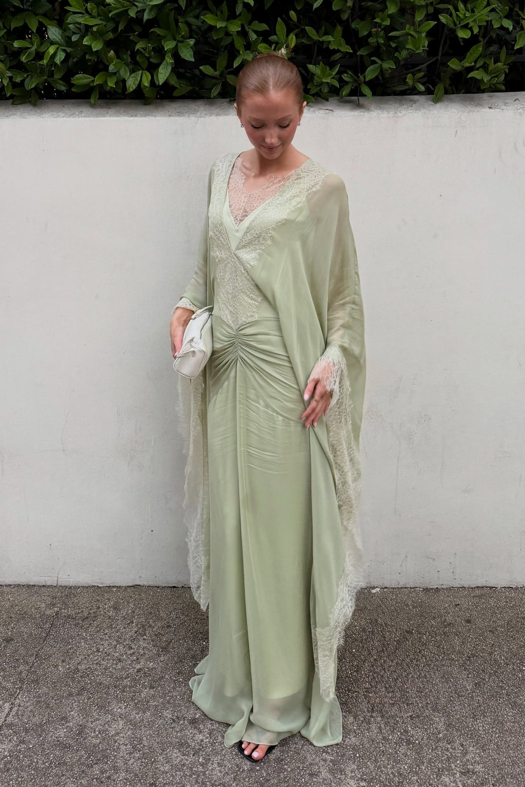 Sara Lace Trim Chiffon Kaftan Maxi Dress