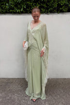 Sara Lace Trim Chiffon Kaftan Maxi Dress