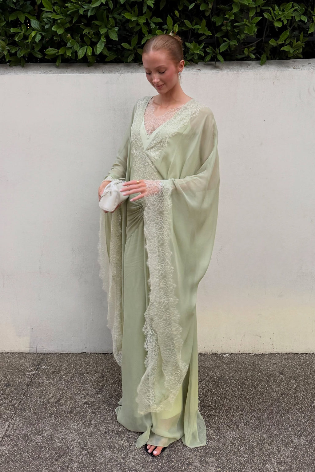 Sara Lace Trim Chiffon Kaftan Maxi Dress
