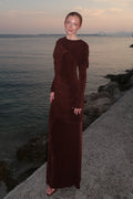 Elena Draped Ruched Long Sleeve Maxi Dress