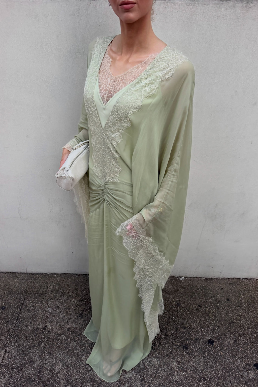 Sara Lace Trim Chiffon Kaftan Maxi Dress
