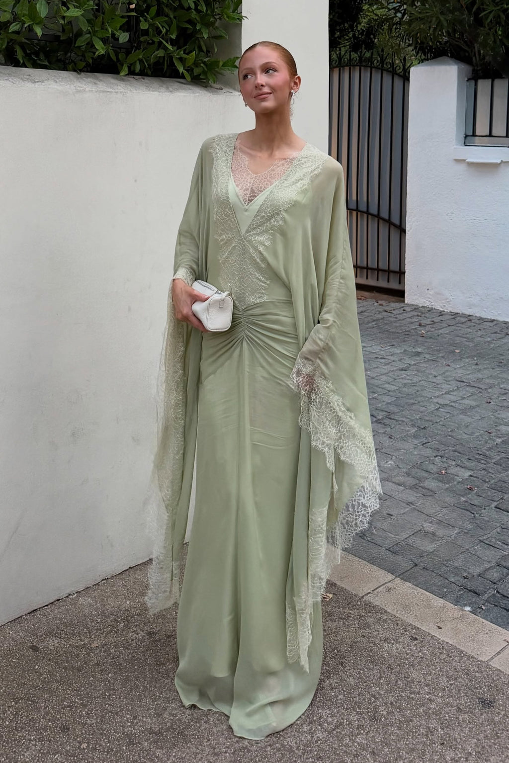 Sara Lace Trim Chiffon Kaftan Maxi Dress