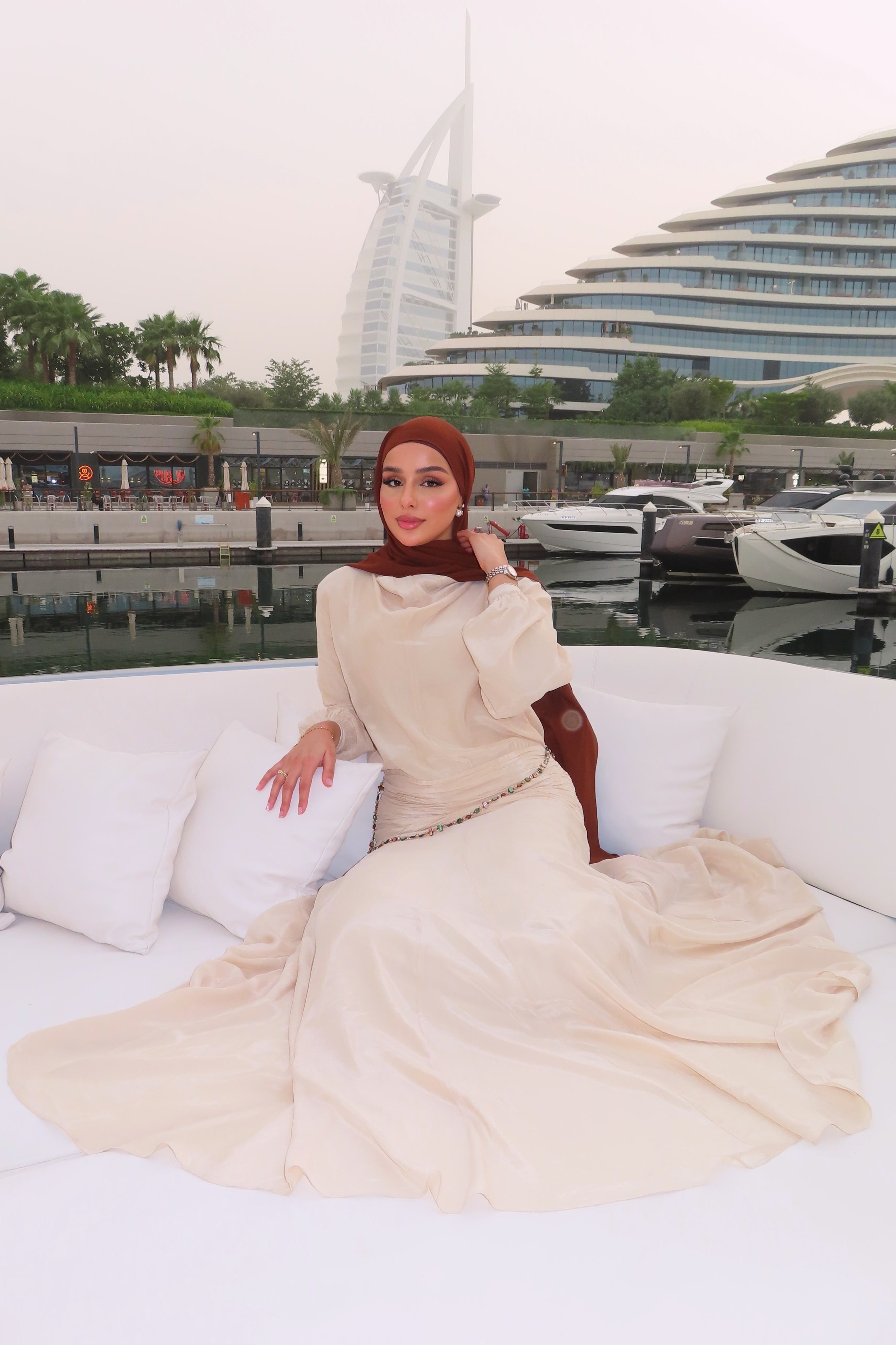 Sofia Satin Waist‑Tied Long Abaya