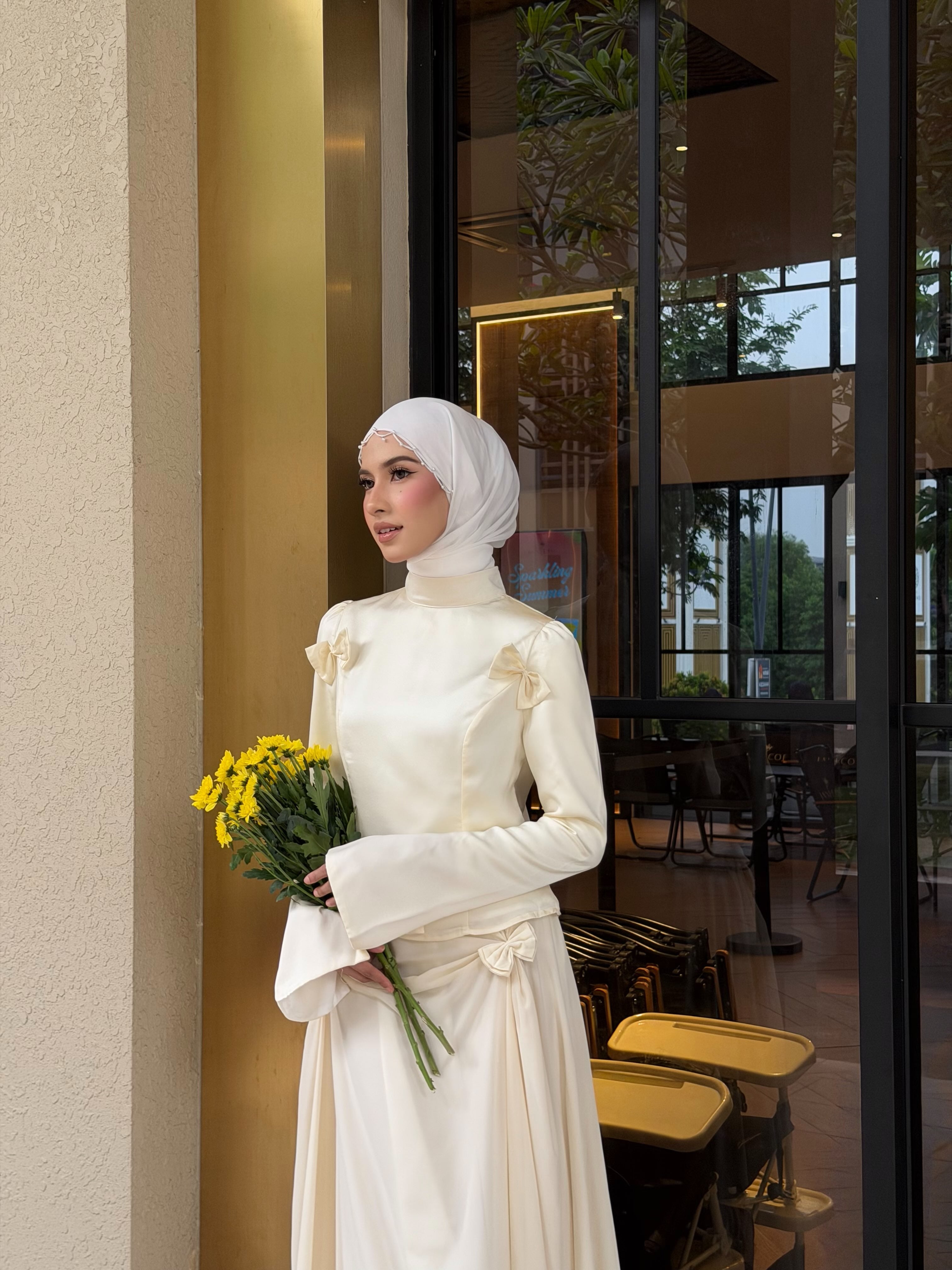 Aisha Bow‑Accent Two‑Piece Maxi dress