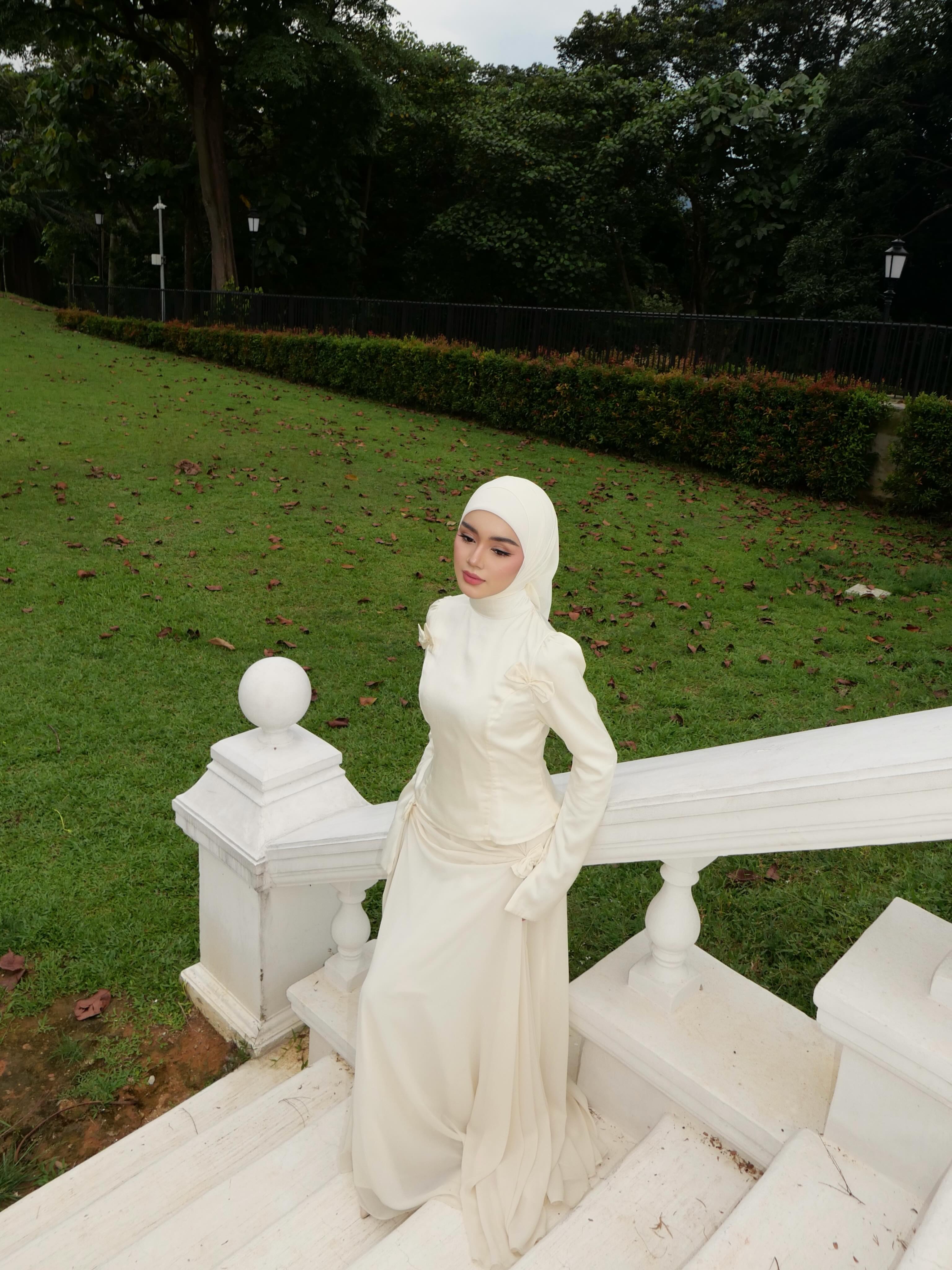 Aisha Bow‑Accent Two‑Piece Maxi dress