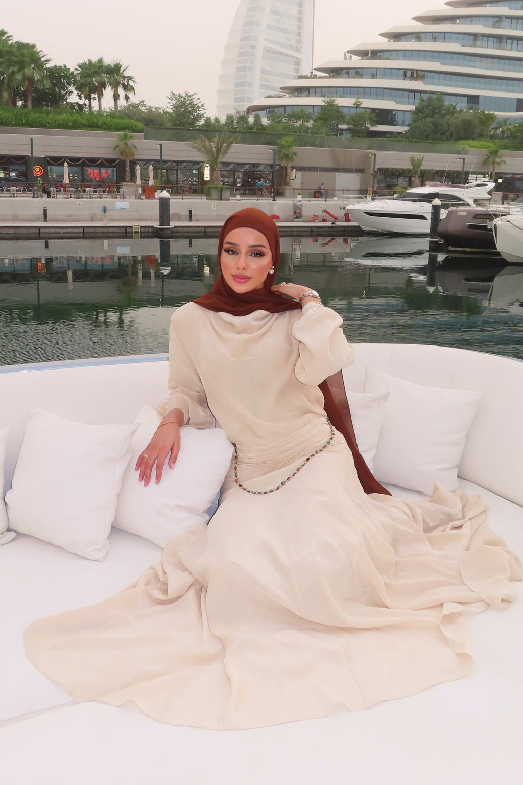 Sofia Satin Waist‑Tied Long Abaya