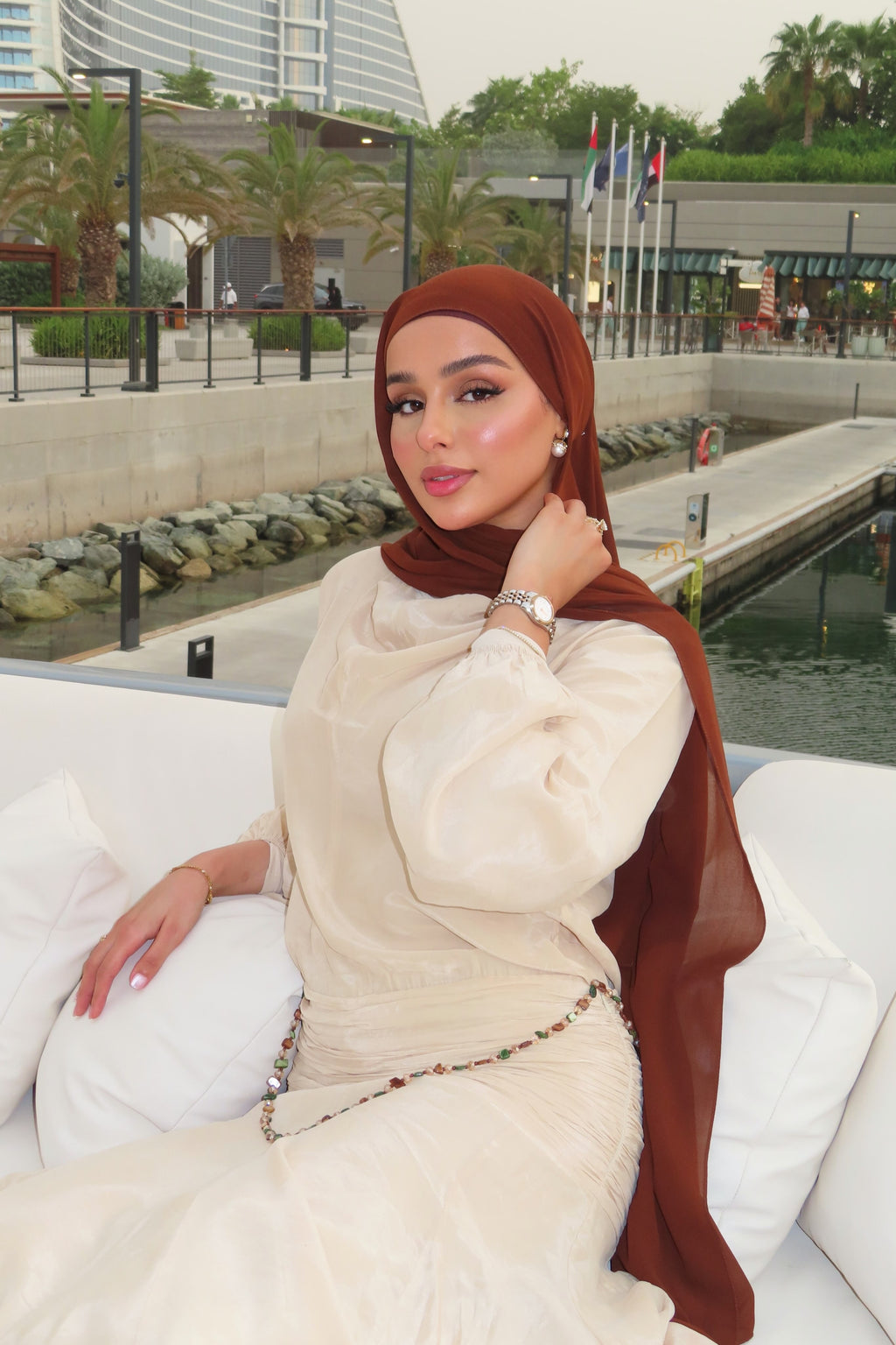 Sofia Satin Waist‑Tied Long Abaya