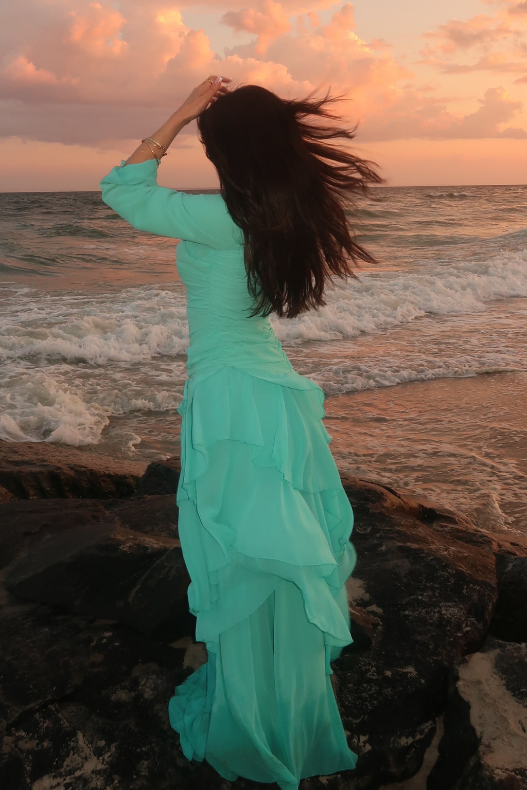 Elowen Ruffled Printed Chiffon Maxi Dress