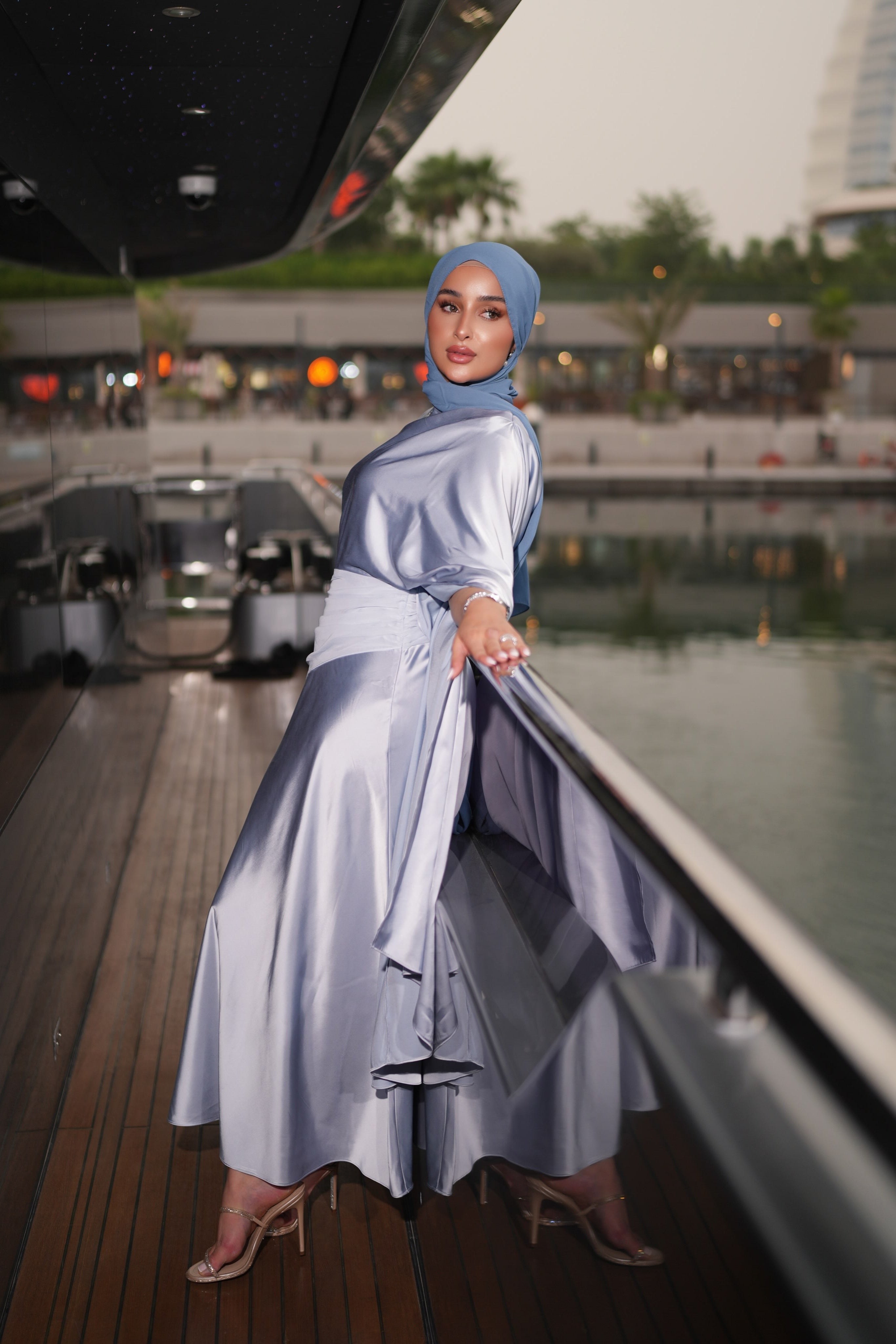Amira Flowy Satin Two‑piece Suit