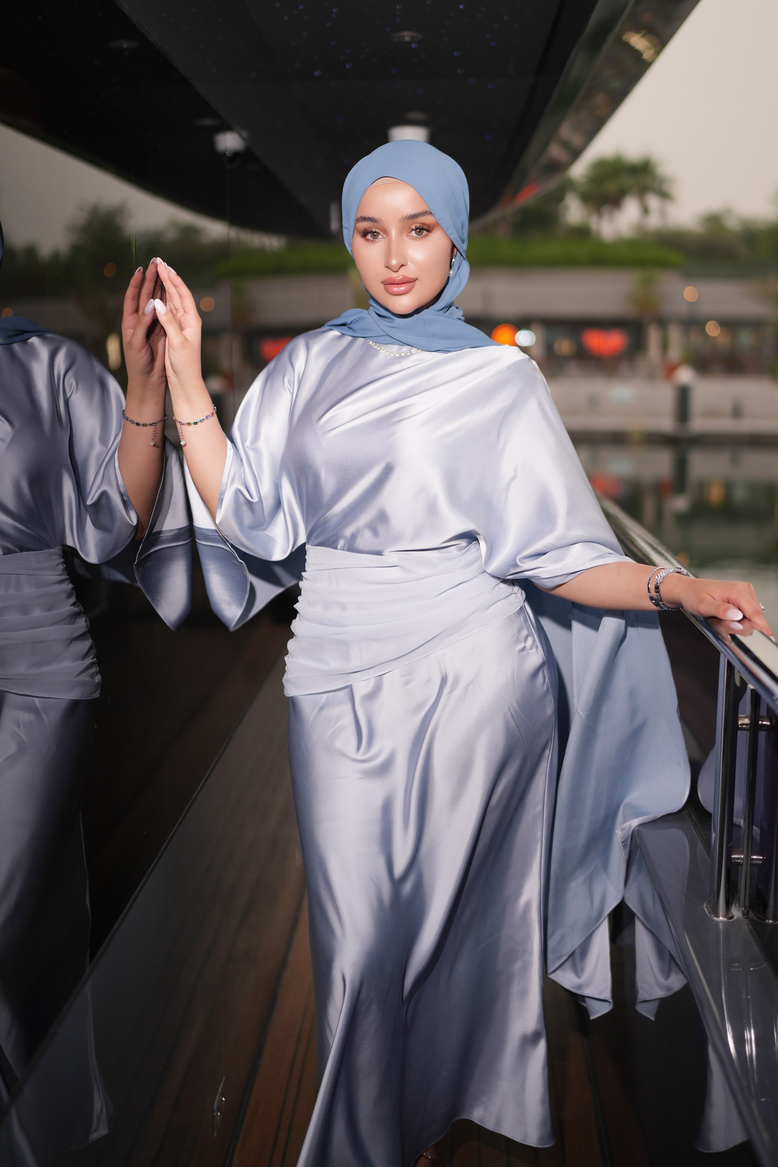 Amira Flowy Satin Two‑piece Suit