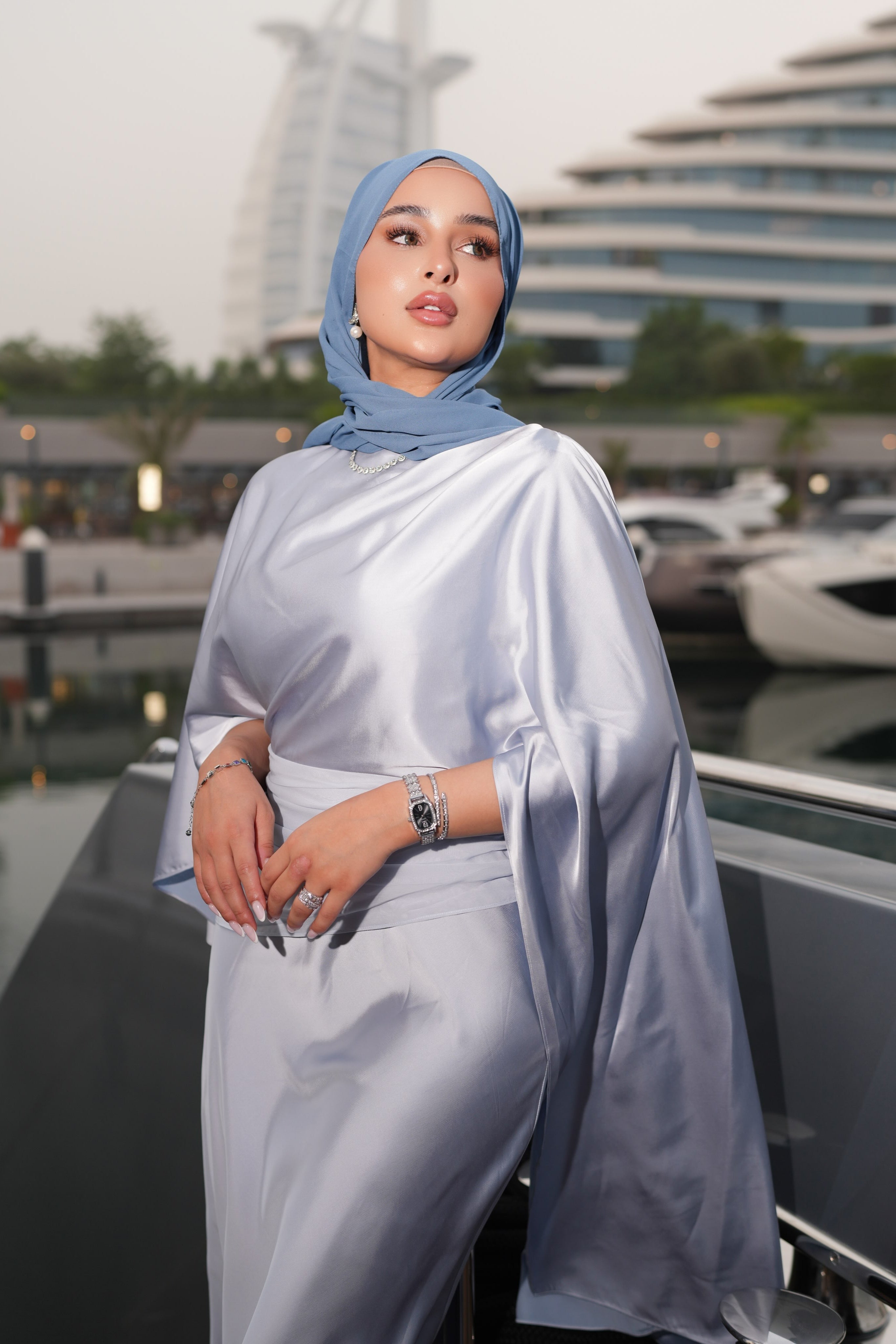 Amira Flowy Satin Two‑piece Suit