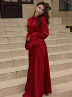 Mariam Draped Waist Flare‑Sleeve Maxi dress