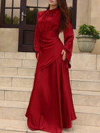 Mariam Draped Waist Flare‑Sleeve Maxi dress