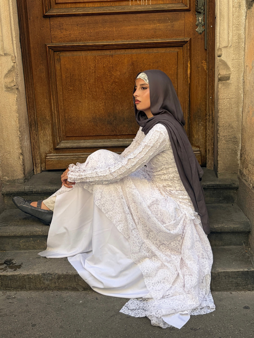 Layla Lace Asymmetrical Maxi dress