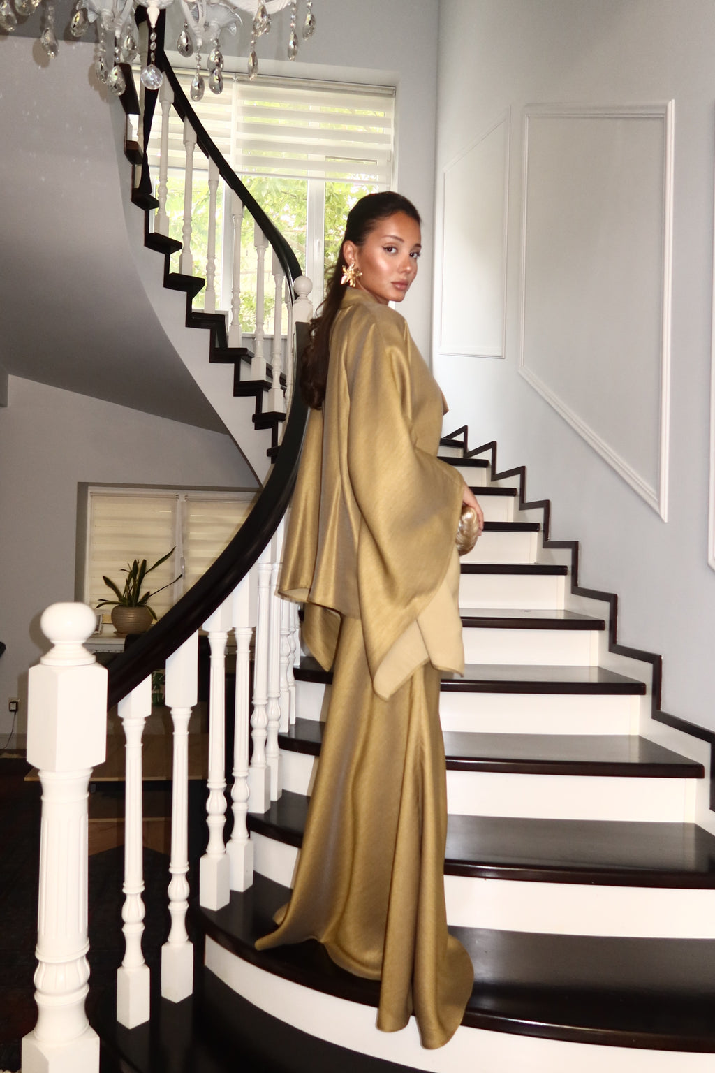 Samira Cape Mermaid Two‑Piece Set-Gold