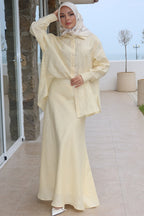 Aisha Tie Waist Linen Shirt Mermaid Two Piece-Yellow