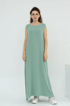 Hazel Tiered Dress And Open Outer Coat Set-Green
