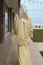 Aisha Tie Waist Linen Shirt Mermaid Two Piece-Yellow