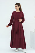 Hazel Tiered Dress And Open Outer Coat Set-Red