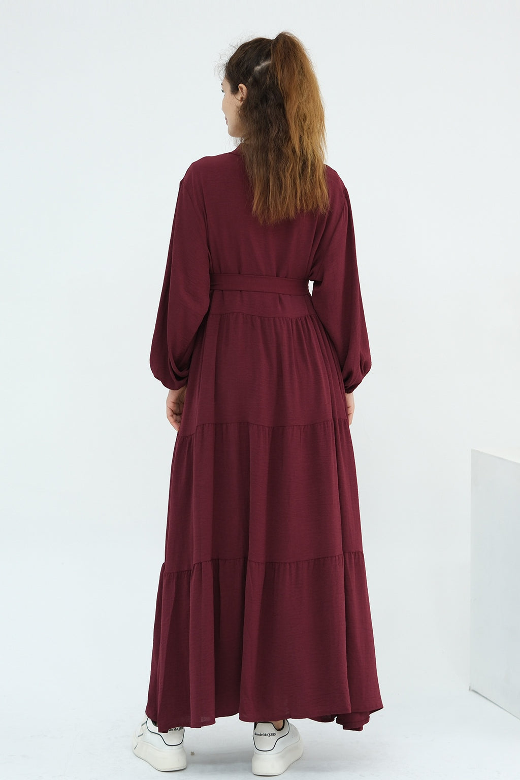 Hazel Tiered Dress And Open Outer Coat Set-Red