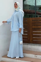 Aisha Tie Waist Linen Shirt Mermaid Two Piece-Blue