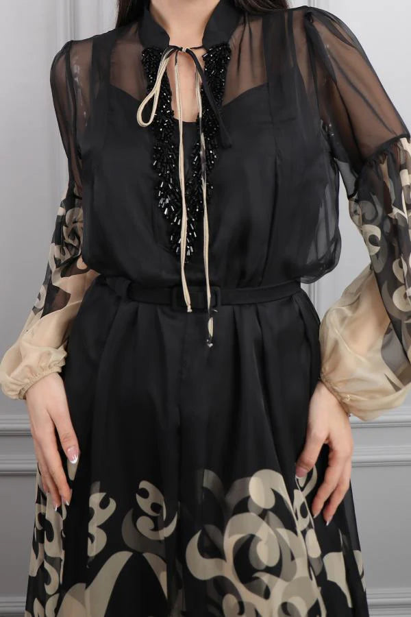 Hannah Baroque Printed Chiffon Overlay Set