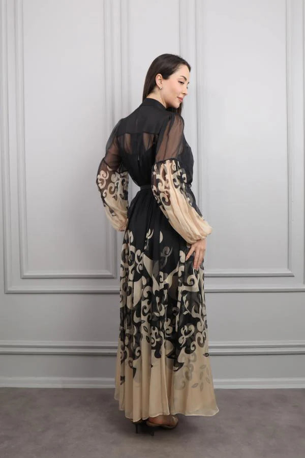 Hannah Baroque Printed Chiffon Overlay Set