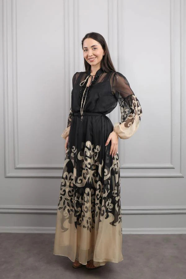 Hannah Baroque Printed Chiffon Overlay Set