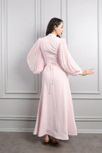 Lynn Mandarin Knot Beaded Mermaid Dress-Pink
