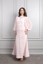 Lynn Mandarin Knot Beaded Mermaid Dress-Pink