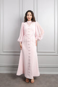 Lynn Mandarin Knot Beaded Mermaid Dress-Pink