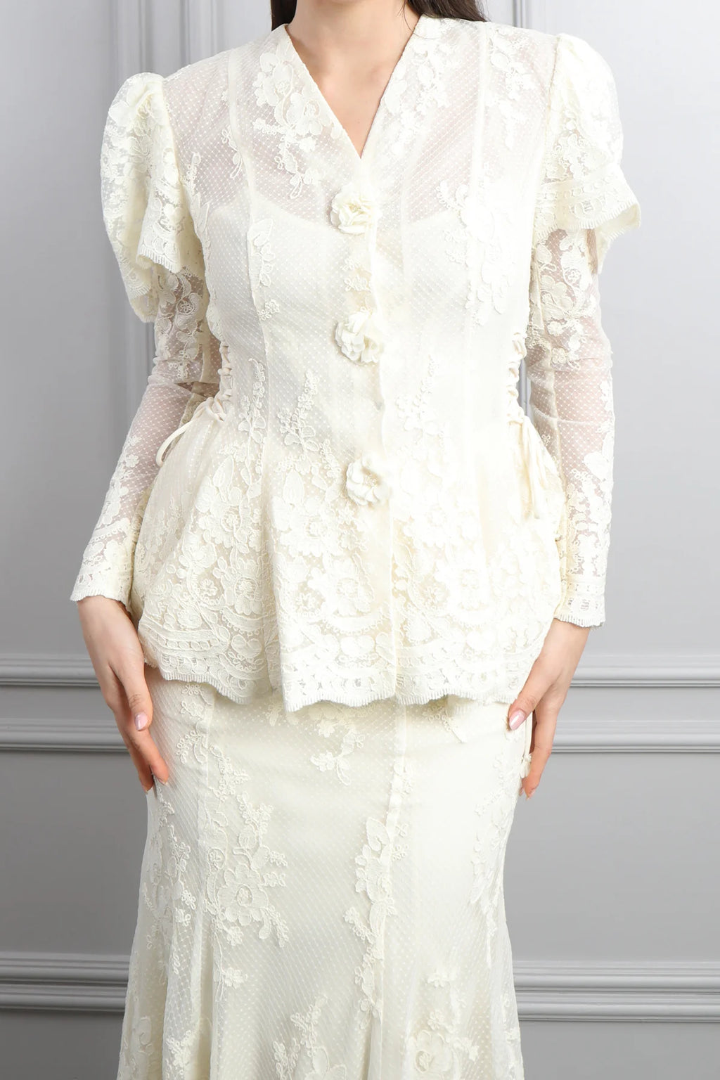 Aisha Floral Lace Peplum Skirt Co-ord