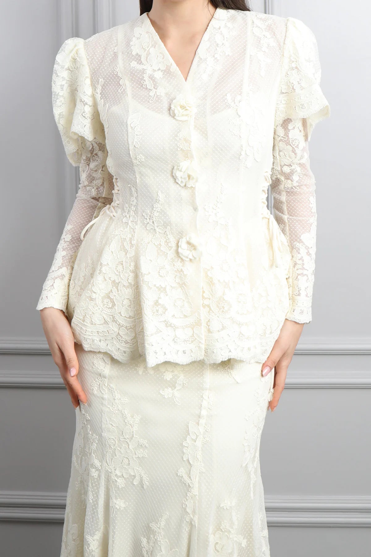 Aisha Floral Lace Peplum Skirt Co-ord
