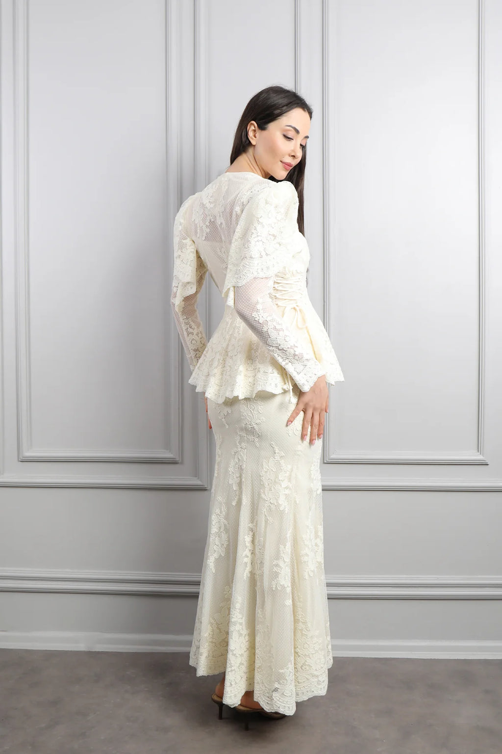 Aisha Floral Lace Peplum Skirt Co-ord