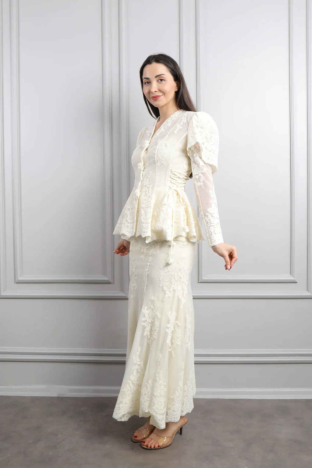 Aisha Floral Lace Peplum Skirt Co-ord