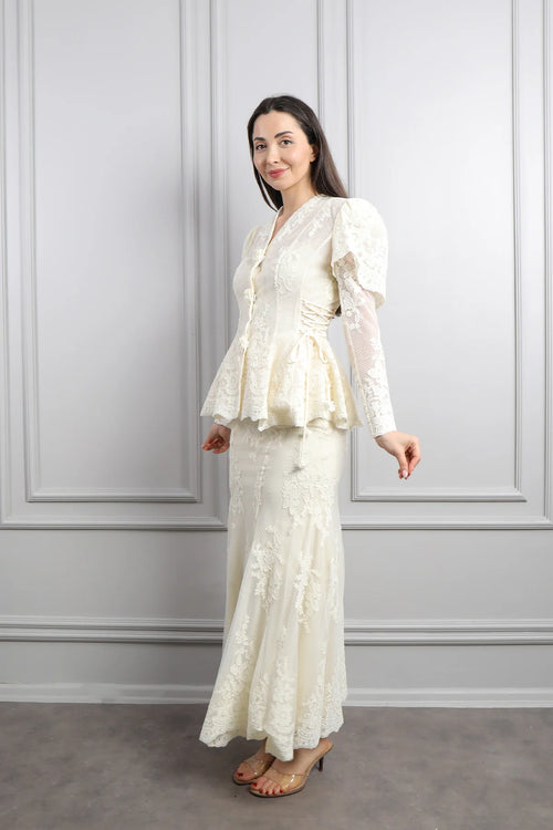 Aisha Floral Lace Peplum Skirt Co-ord