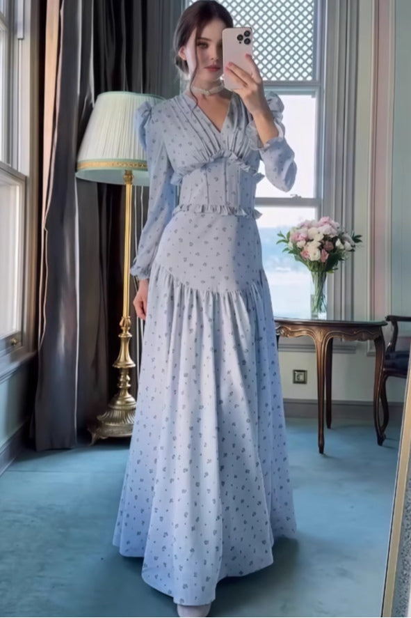 Dalia Dotted Ruffle Maxi Dress