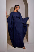Luna Beaded Stripe Loose Fit Abaya-Blue