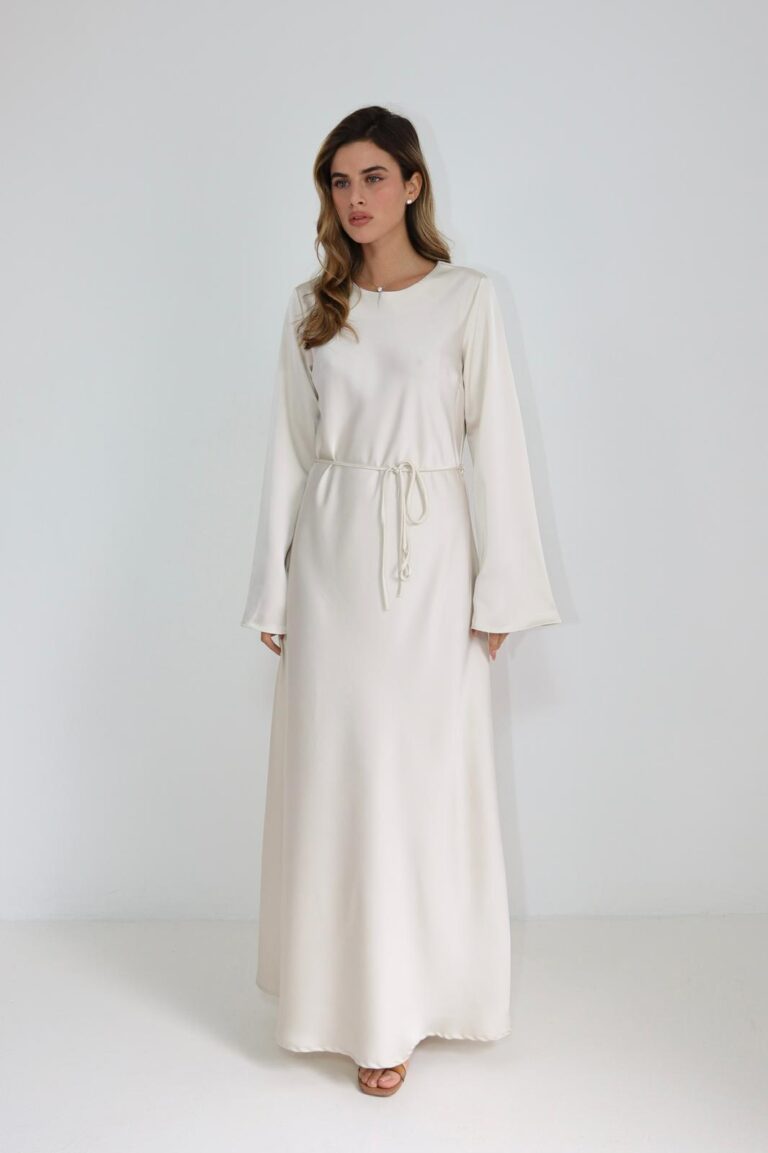 Sara Round Neck Flare Sleeve Tie Waist Maxi Dress