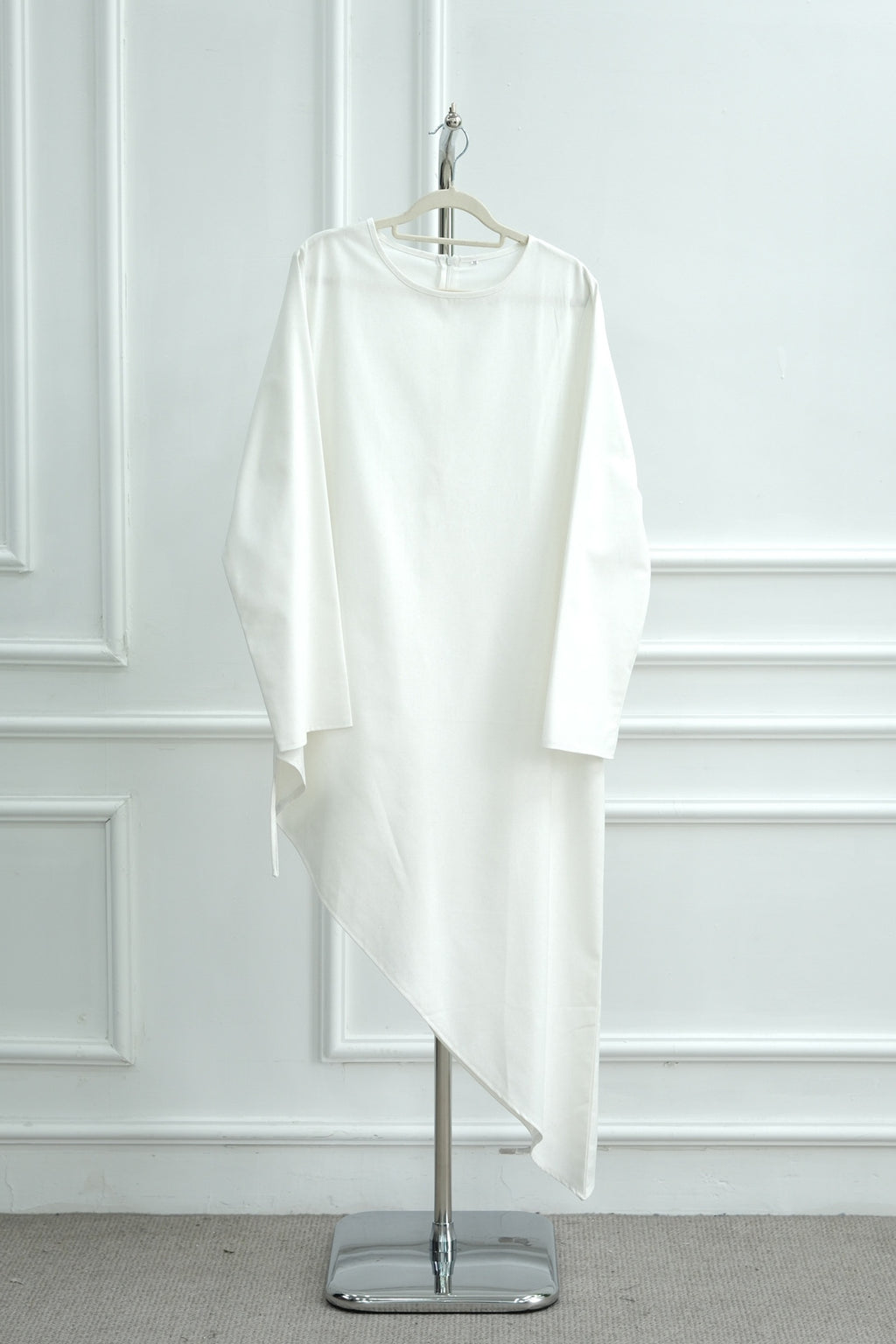 Zoe Asymmetrical Flare Sleeve Tunic Top-White