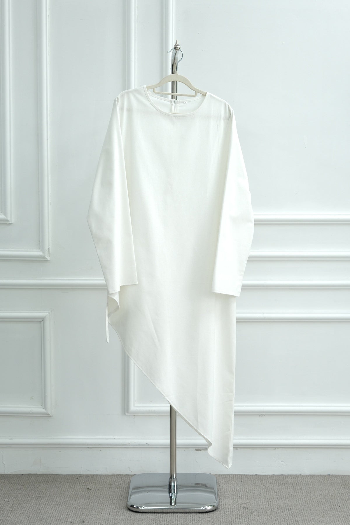 Zoe Asymmetrical Flare Sleeve Tunic Top-White